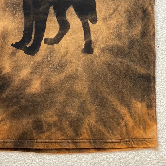 Vintage 90s Rocky Mountain Howling Wolf Nature Graphic Bleach Tie Dye Tee Large - Picture 3 of 6